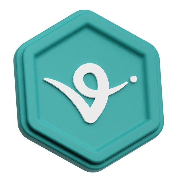 virtual protocol crypto token 3d icon isolated on the white background