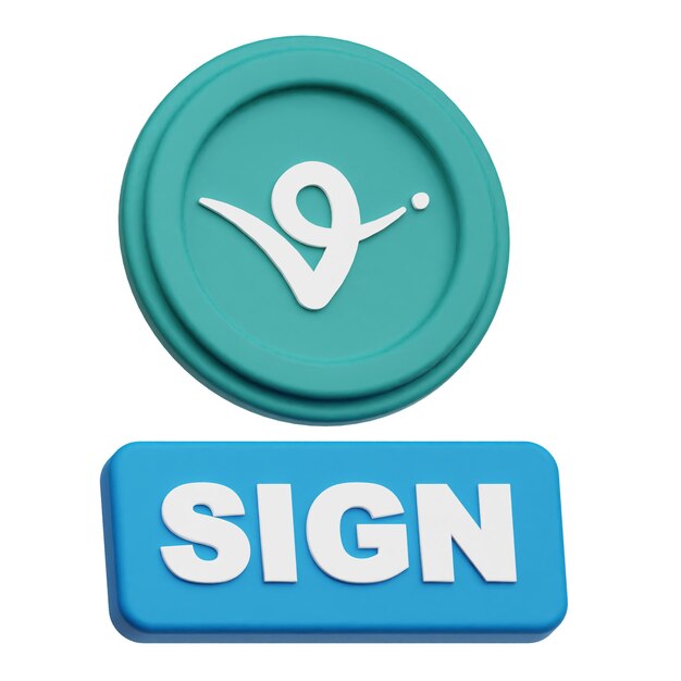 virtual protocol crypto token 3d icon isolated on the white background