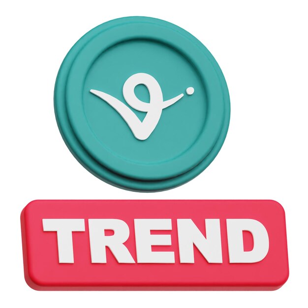 virtual protocol crypto token 3d icon isolated on the white background