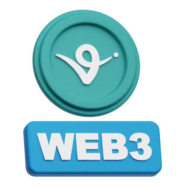 virtual protocol crypto token 3d icon isolated on the white background
