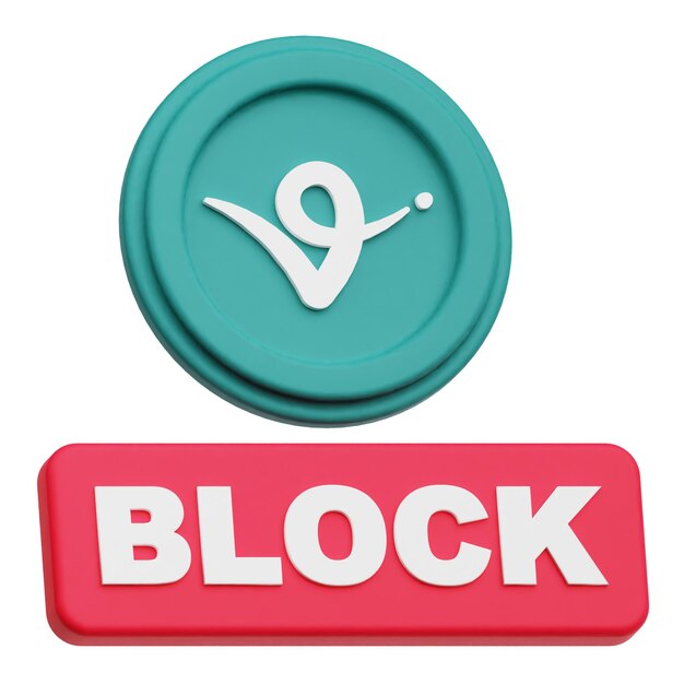 virtual protocol crypto token 3d icon isolated on the white background