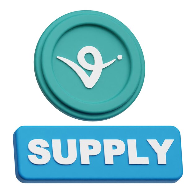 virtual protocol crypto token 3d icon isolated on the white background