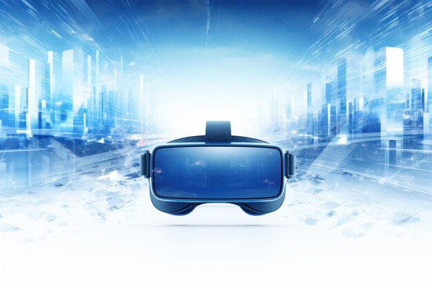 Virtual-Reality-Brille und abstrakter Technologiehintergrund mit generativer KI