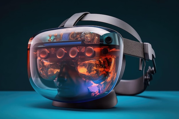 Virtual-Reality-Headset mit AI-Assistent, der mit generativer AI erstellt wurde