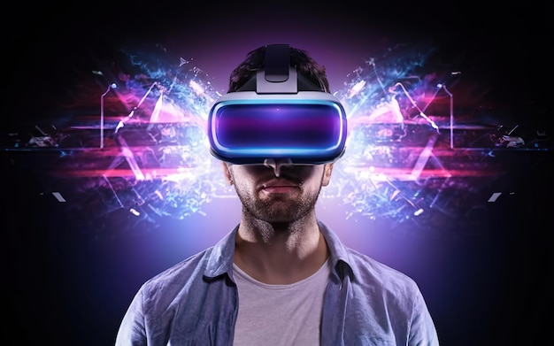 Virtual-Reality-Headset mit immersiven Erfahrungen, futuristische Technologie und Unterhaltung