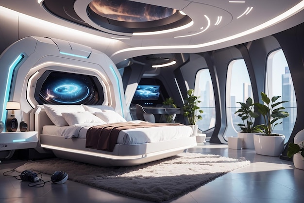 Virtual Reality Retreat Entwerfen Sie ein futuristisches Schlafzimmer für immersives Gaming