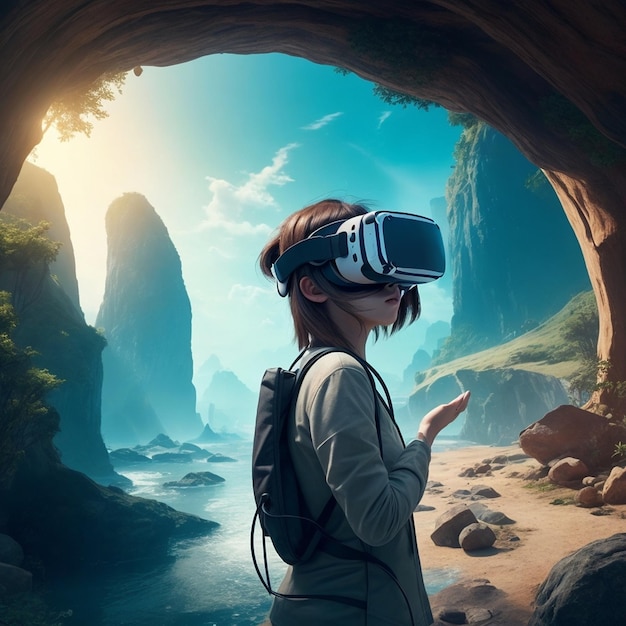 Virtual Realm Experience Immersive VR com mundos digitais gerados usando tecnologia AI