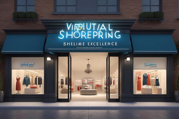 Foto virtual storefront enthüllt 3d-rendering der online-shopping-exzellenz