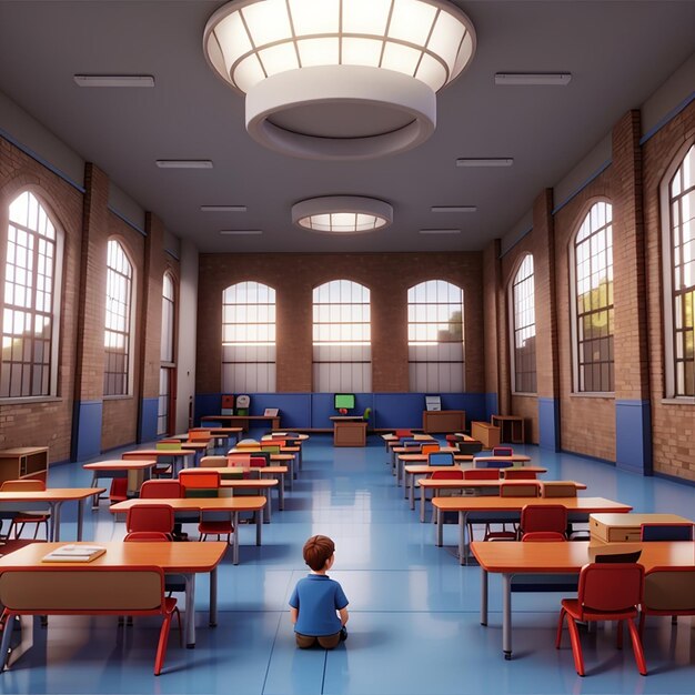 Foto virtual ventures o pátio de escola isolado em 3d