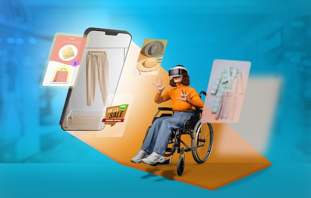 Virtuelle immersive Erfahrung der digitalen Einkaufskollage