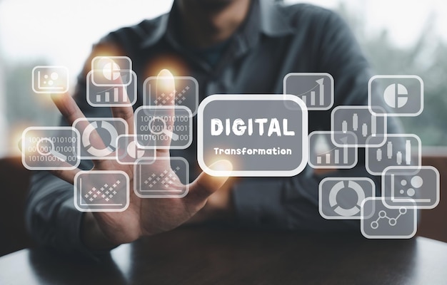 Virtuelle Schnittstelle für digitales Transformationsmanagement und Big-Data-Geschäftsprozesse. Kundenservice-Management und Automatisierung treiben den Wandel voran. Cloud Computing ist die Zukunft