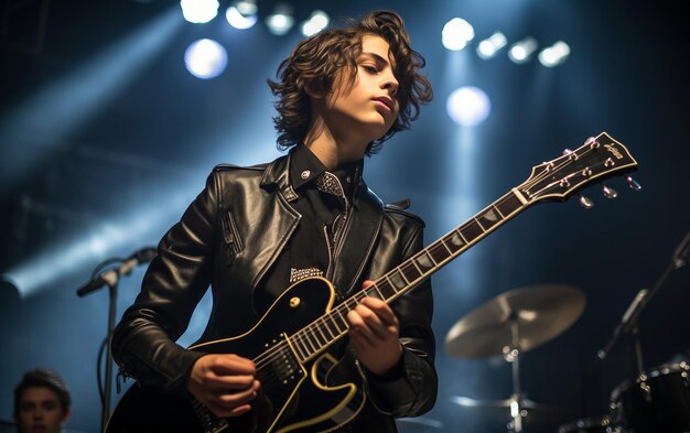 El virtuoso del rock adolescente en el escenario