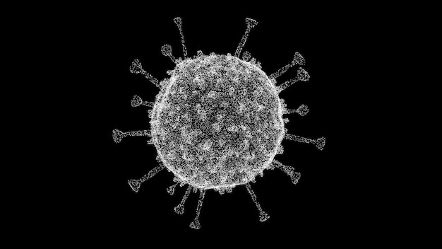 Virus 3D sobre fondo negro Virus de microscopio de cerca Concepto médico Para la presentación del texto del título Animación 3D