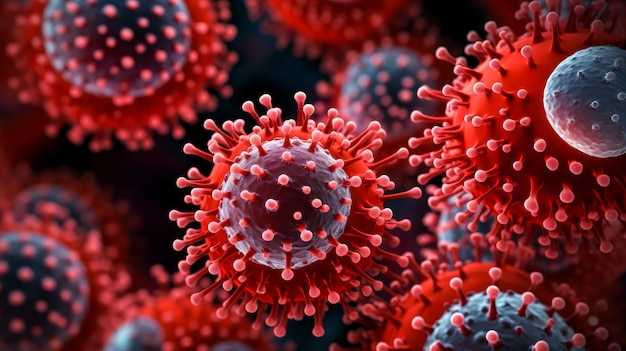 Virus y bacterias en una macro de laboratorio moderno