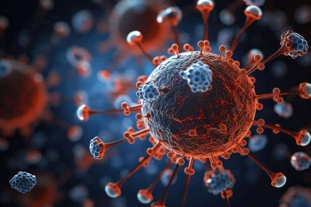 vírus biológico num modelo de célula artificial com pormenores metálicos