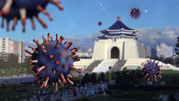 Virus Covid 19 in der Gedenkhalle der Stadt Taipeh