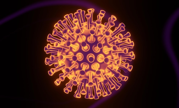 Vírus COVID19 microscópico 3D Mutação do Coronavirus variante Omicron Crise de saúde global