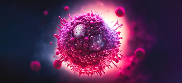 Vírus HIV flutuando com fundo de DNA, vacina e tratamento de HIV, conceito de terapia de doença de vírus HIV