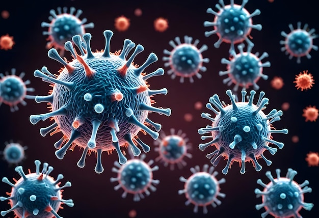 Vírus infecciosos Renderização 3D de moléculas químicas
