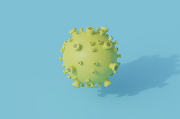 Virus o coronavirus único objeto aislado. Representación 3d