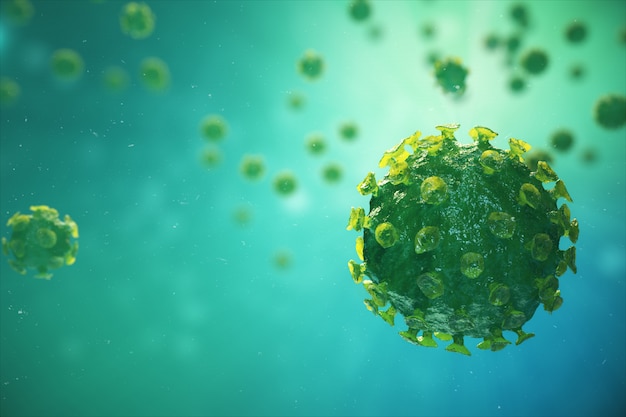 Virus que causan enfermedades infecciosas, virus de pandemia global, ilustración 3d