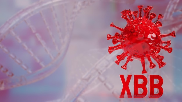 El virus rojo y el texto xbb en el fondo sci 3d renderingxA