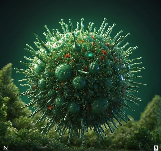 Foto un virus está en la superficie de un virus