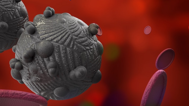 El virus en tono oscuro 3D para la medicina y el contenido sanitario.