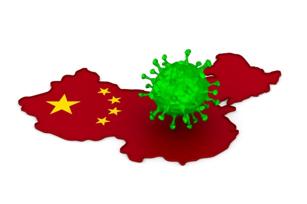 Virus und Karte China auf Weiß