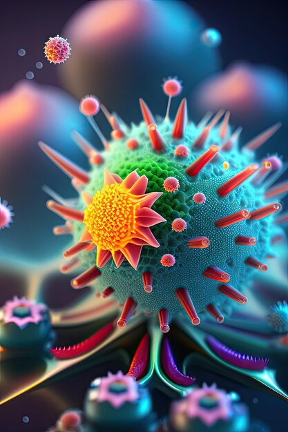 Virus bajo una vista de microscopio