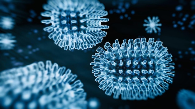 Virusinfektion Monkeypox Virus 3D-gerendertes Bild Abstrakte biomedizinische Illustration Antikörper Ameise