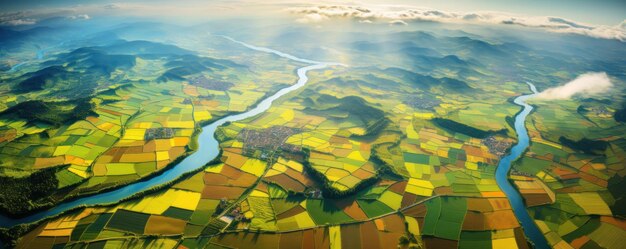 Foto visão aérea da paisagem rural