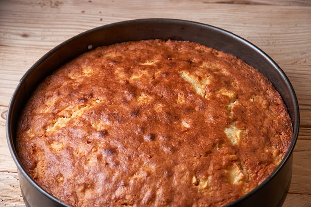 Visão aérea de torta de maçã caseira