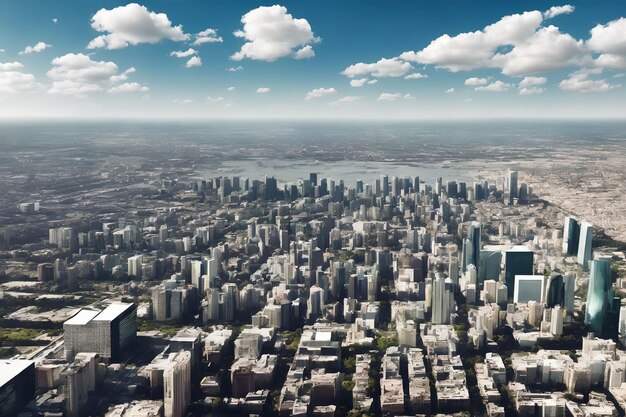 Foto visão aérea do edifício da grande cidade em um dia ensolarado arte generativa por ai