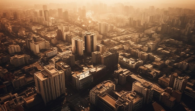 Foto visão aérea do horizonte da cidade ia generativa