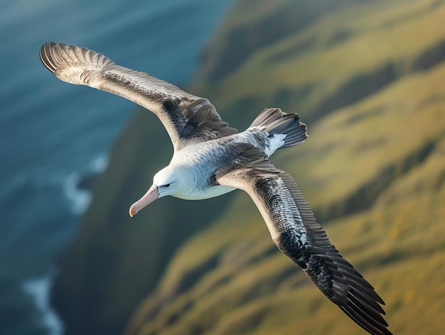 Foto visão aérea do pássaro albatros voando