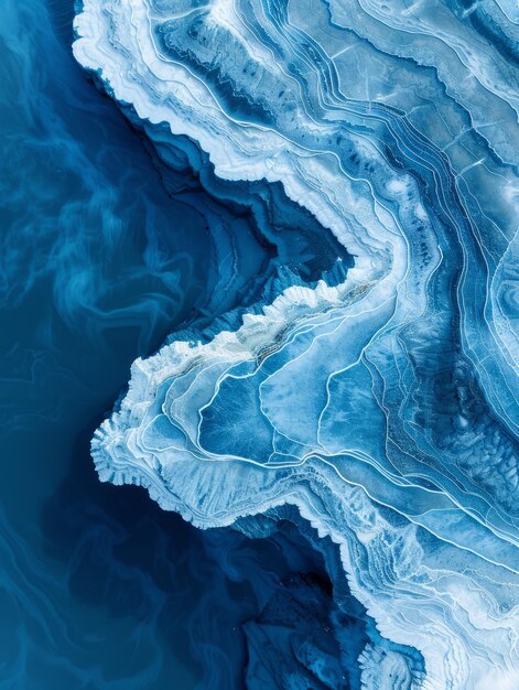 Visão aérea hipnotizante de geoda azul natural ou padrões de ágata Terra Estética Abstracto Natureza