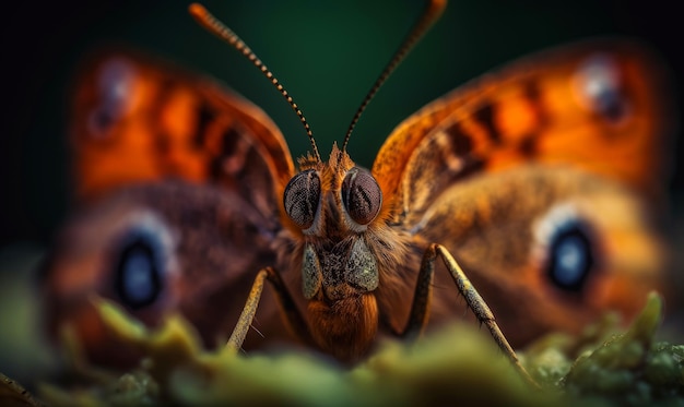 Visão aproximada da borboleta do inseto Tiro macro da natureza selvagem Generative AI