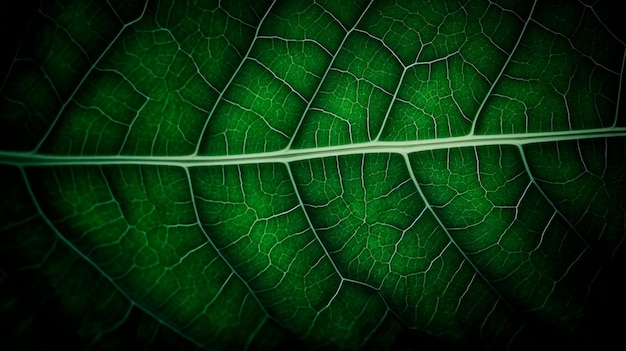 Visão aproximada do fundo da folha verde Abstrato da folhagem da natureza da textura da licença para mostrar o conceito de negócios verdes e ecologia para hortaliças orgânicas e fundo de produtos naturais Generative AI