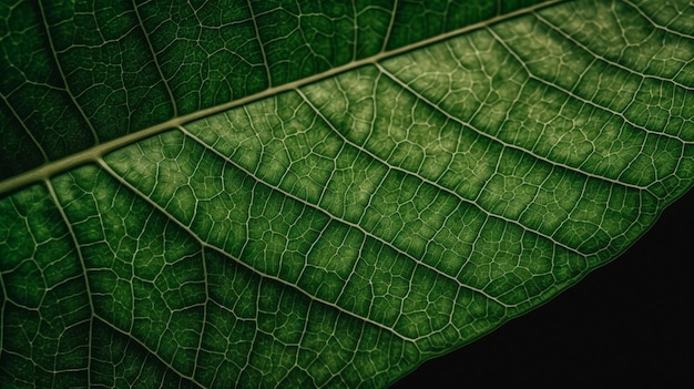 Visão aproximada do fundo da folha verde Abstrato da folhagem da natureza da textura da licença para mostrar o conceito de negócios verdes e ecologia para hortaliças orgânicas e fundo de produtos naturais Generative AI