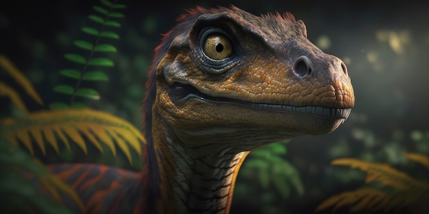 Foto visão aproximada do velociraptor aigenerated