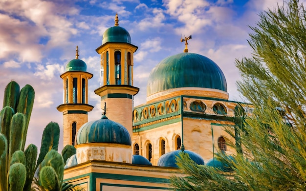Visão de longo prazo do edifício da igreja islâmica