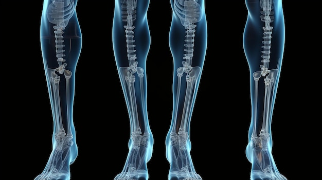 visão de raio x de pernas humanas