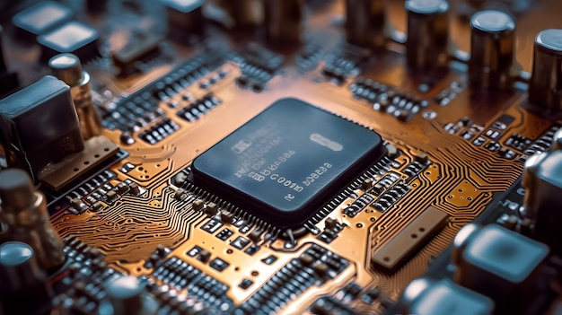 Visão detalhada da CPU em close do microprocessador