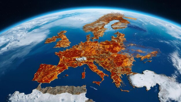 Foto visão detalhada da europa a partir do espaço