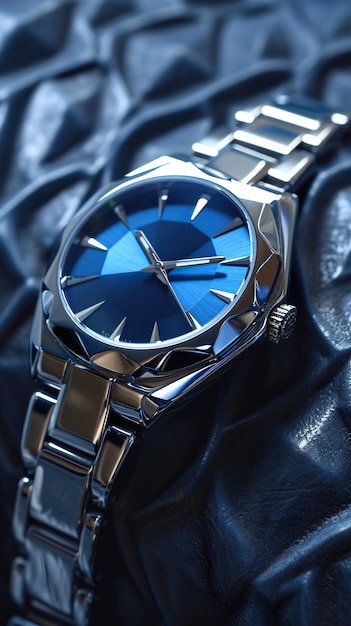 Visão frontal de um relógio de pulso um conceito de cartaz de relógia de luxo