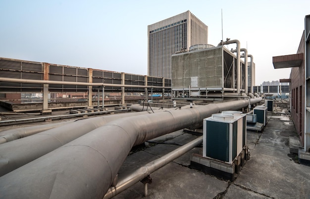 Visão geral do sistema HVAC urbano em telhados