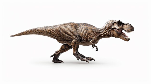 Visão lateral realista Tyrannosaurus Rex Isolado Dinossauros de fundo branco