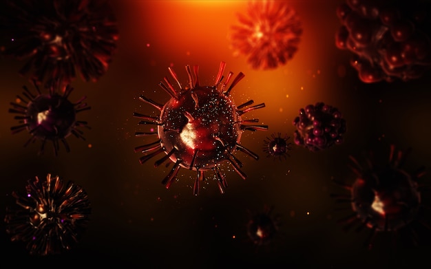 Visão microscópica de vírus infeccioso