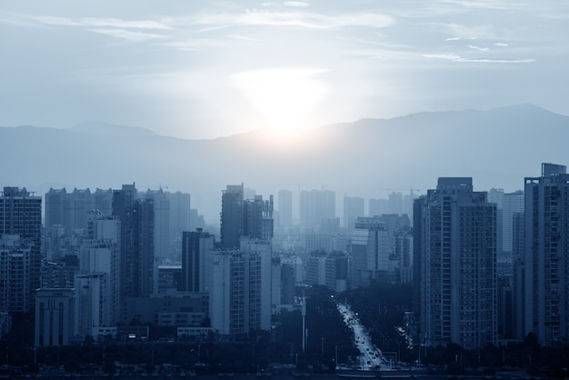 Foto visão noturna do céu da noite da cidade, china nanchang